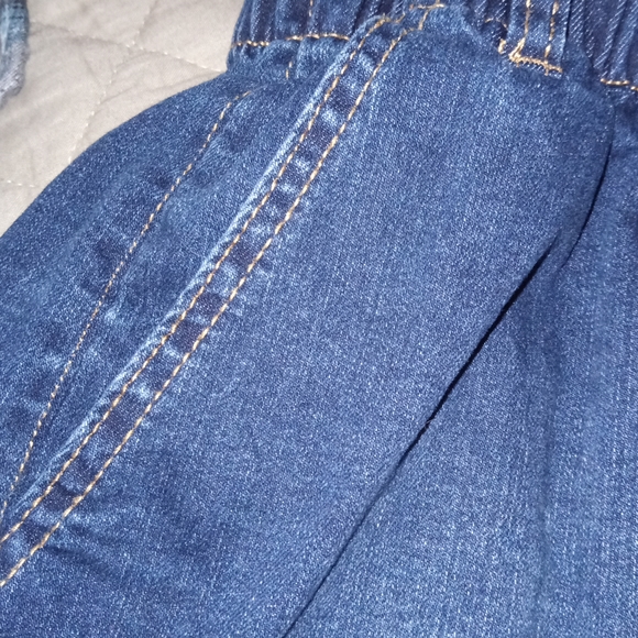 Paper Bag dark wash denim shorts button fly Sz 11/13 - Picture 2 of 5